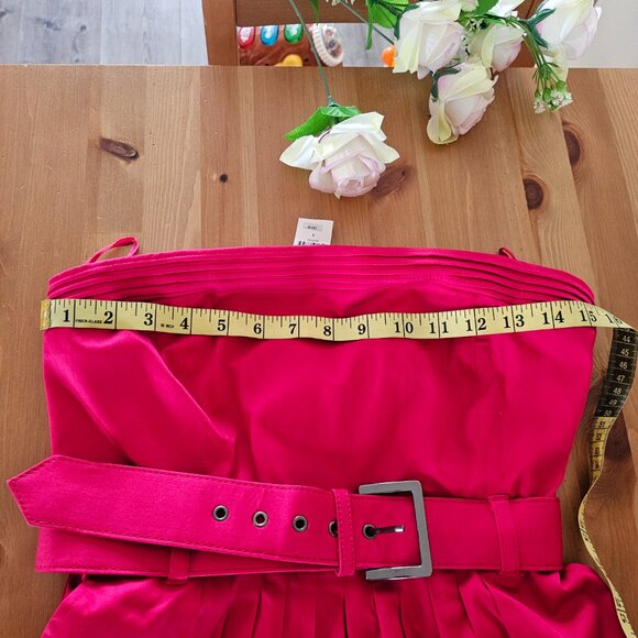 NY&C  - Strapless Full Skirt Knee Length Cotton Dress - Pomegranate Red Size 4 - Picture 6 of 11